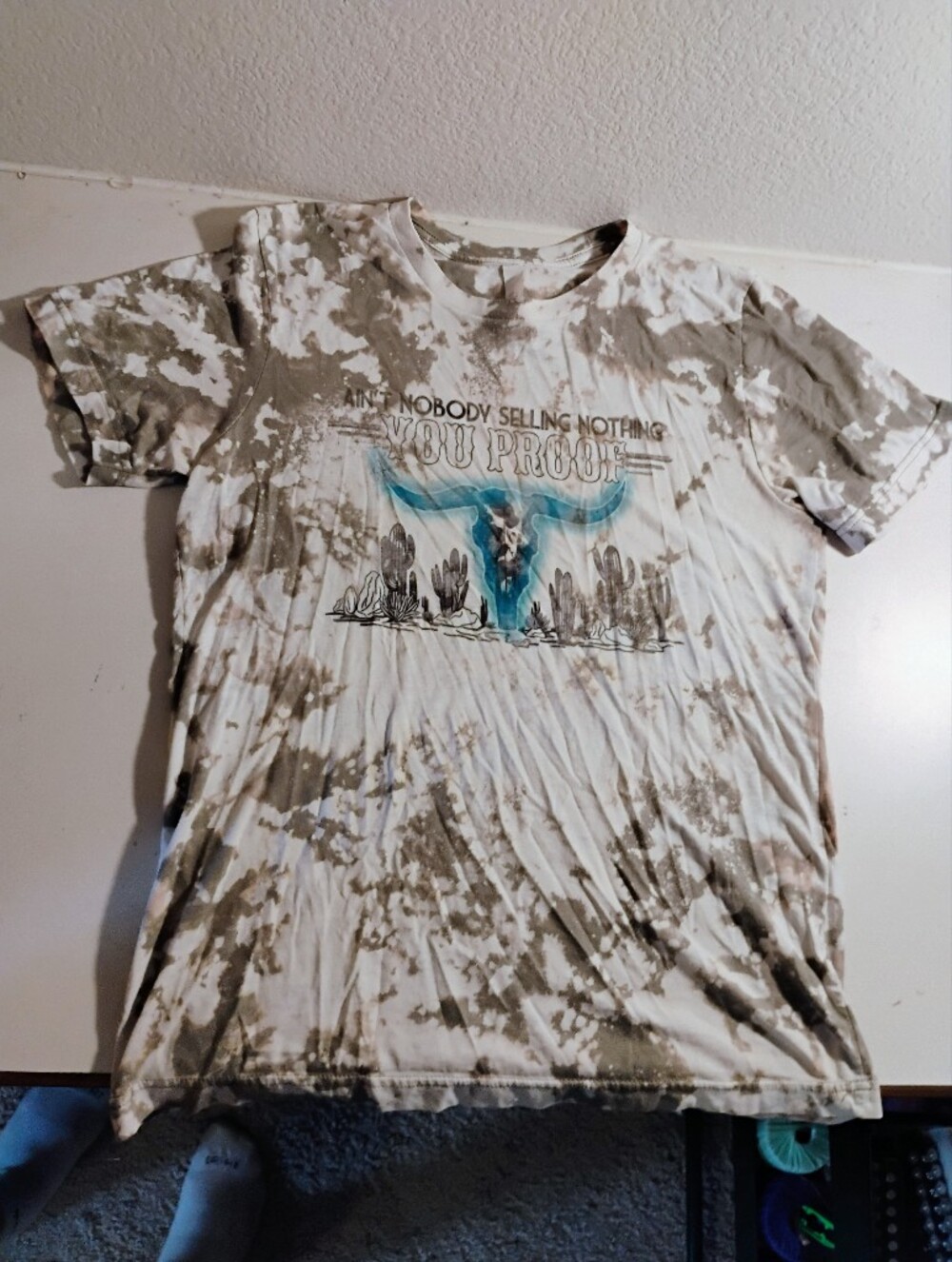 Graphic Desert Tie-Dye Tee with Blue Accent